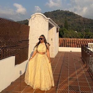 Elegant Yellow Two-Piece Gown